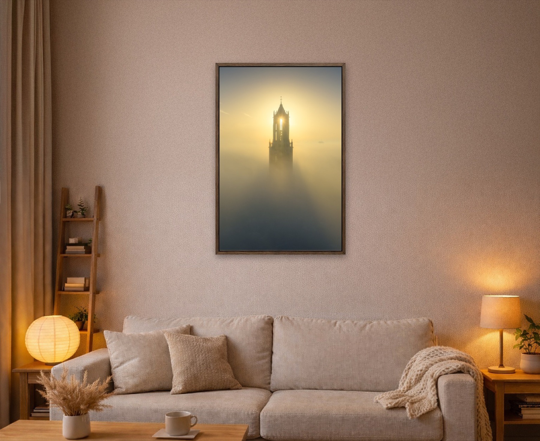 Domtoren print in baklijst, in interieur
